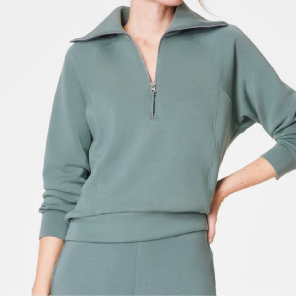 Spanx Airessentials Half Zip Green - image 1